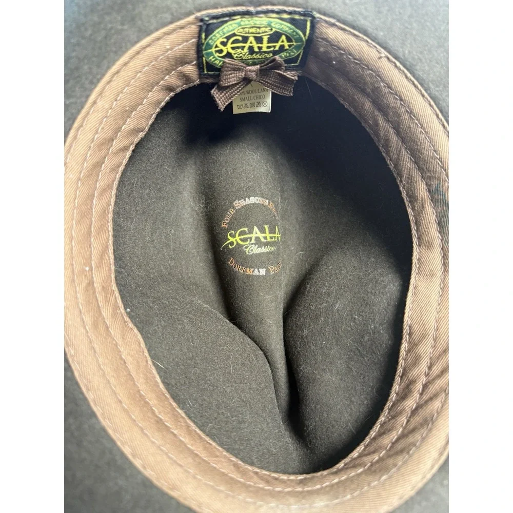 Scala Dorfman Pacific 100% Wool Felt Brown Hat Small Very Good Condition Fedora - Picture 5 of 9